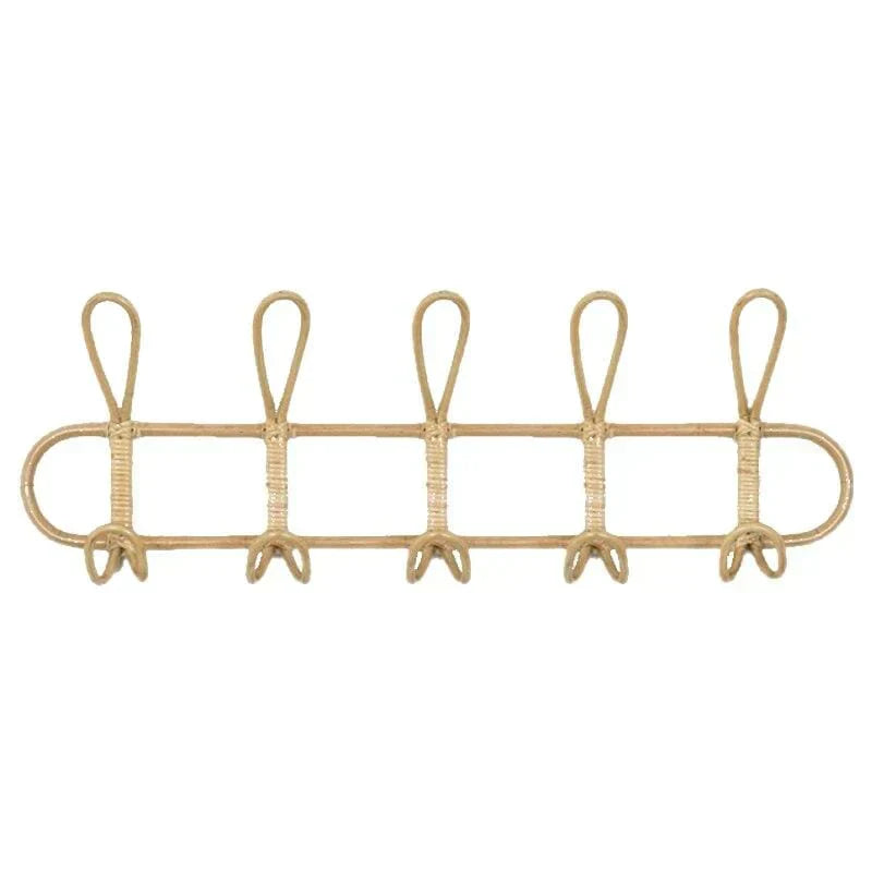 CaneCraft Wall Rack | Retro Rattan Design with 5 Hooks
