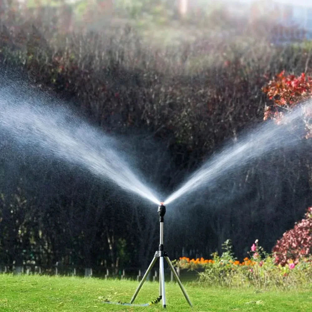 SpinBloom HydroStand | Rotating Tripod Sprinkler with Adjustable Height