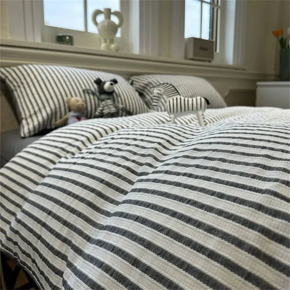Striped Duvet Cover Set | Soft Bedding with Pillowcases Included