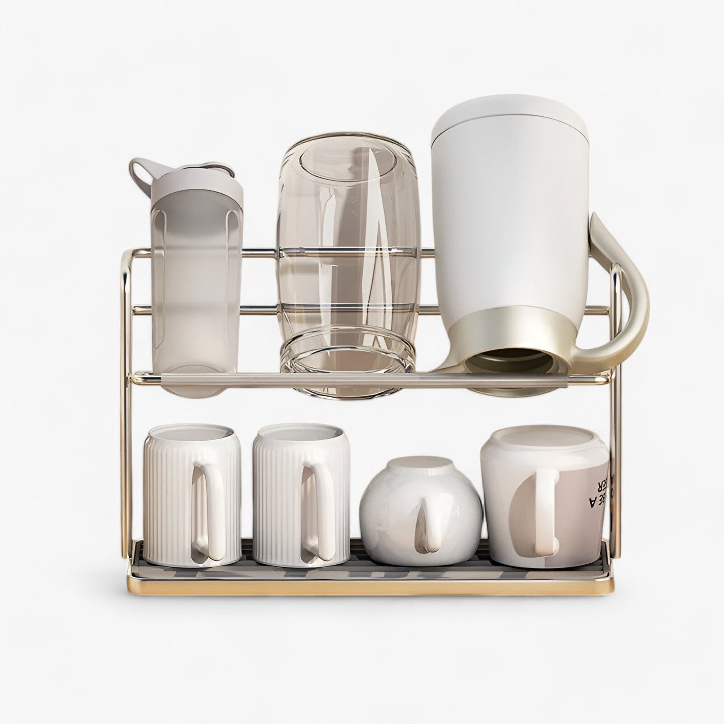 Stainless Steel Kitchen Cup Rack | Double Layer Storage Organizer