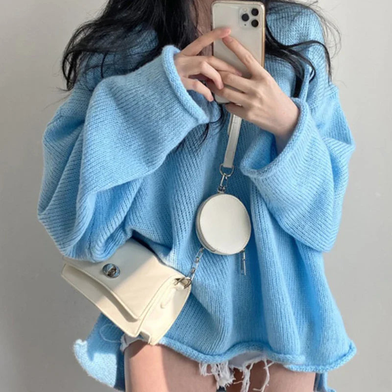 Leah | Women’s Casual Loose Knit V-Neck Sweater