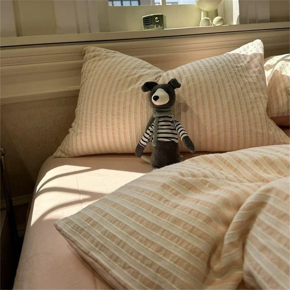 Striped Duvet Cover Set | Soft Bedding with Pillowcases Included