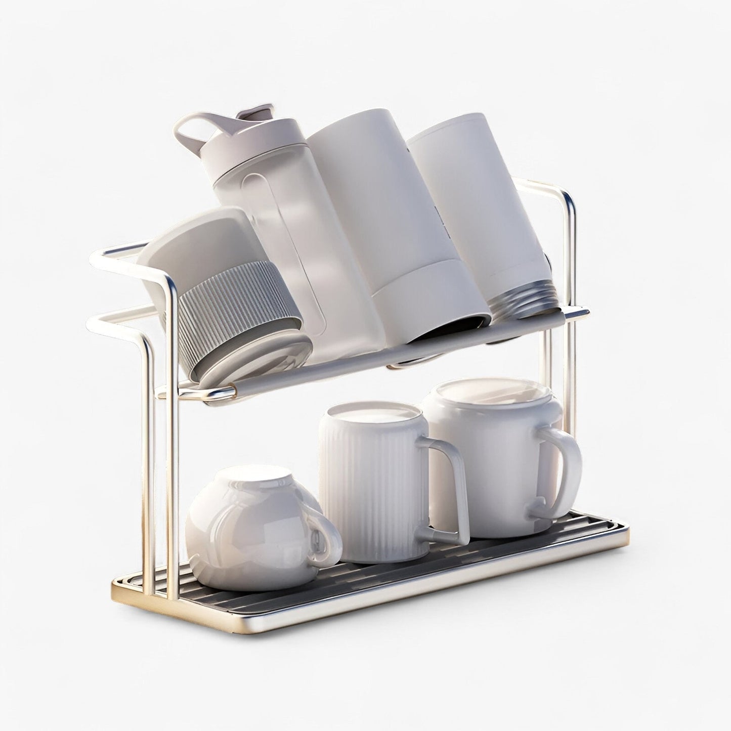 Stainless Steel Kitchen Cup Rack | Double Layer Storage Organizer