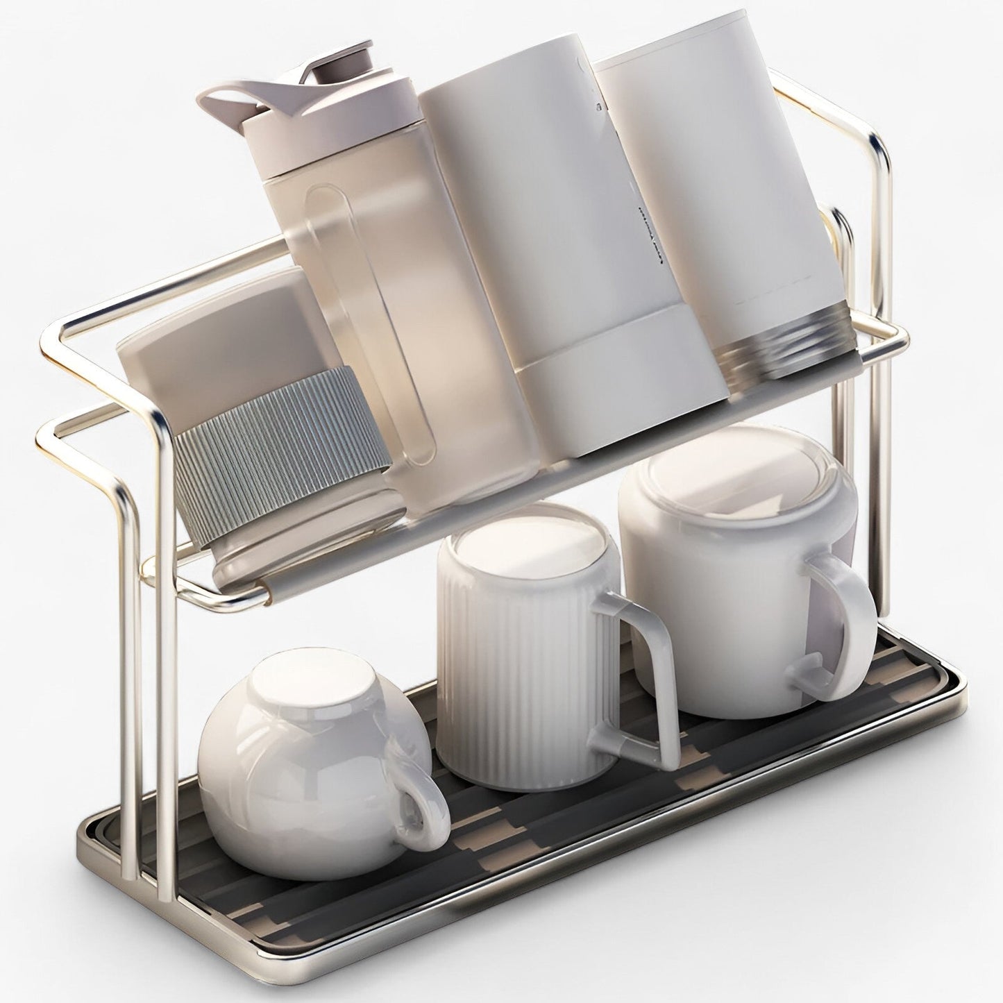 Stainless Steel Kitchen Cup Rack | Double Layer Storage Organizer