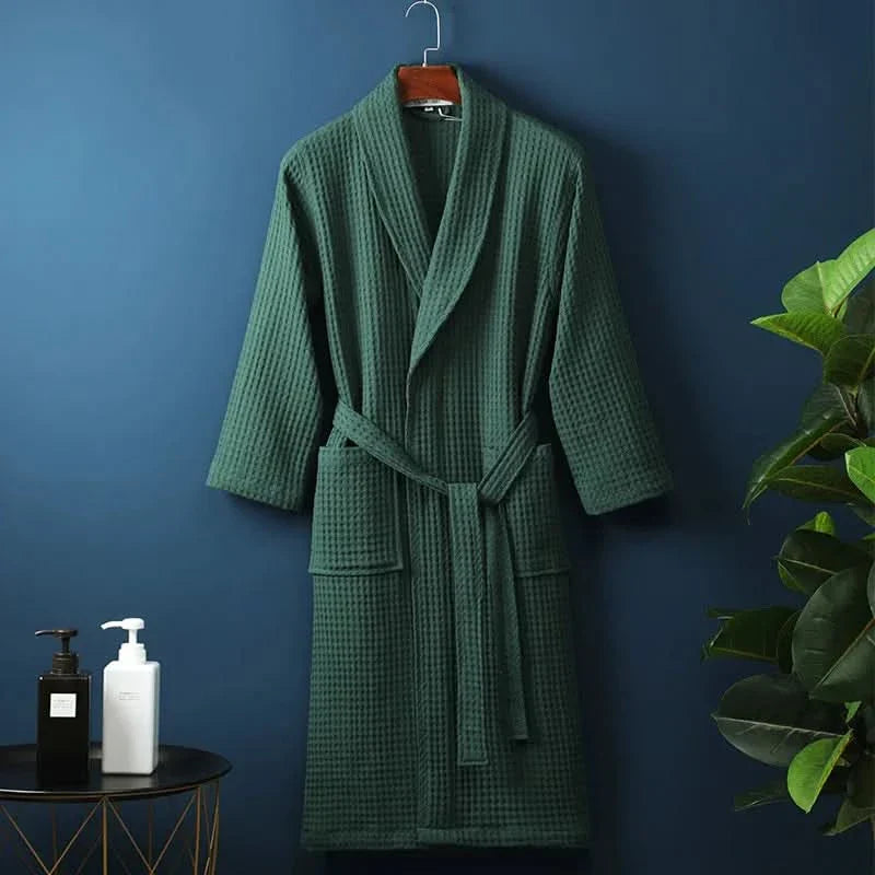 CloudWaffle Unisex Bathrobe | Lightweight Spa Comfort with Soft, Breathable Texture