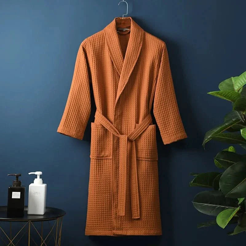 CloudWaffle Unisex Bathrobe | Lightweight Spa Comfort with Soft, Breathable Texture