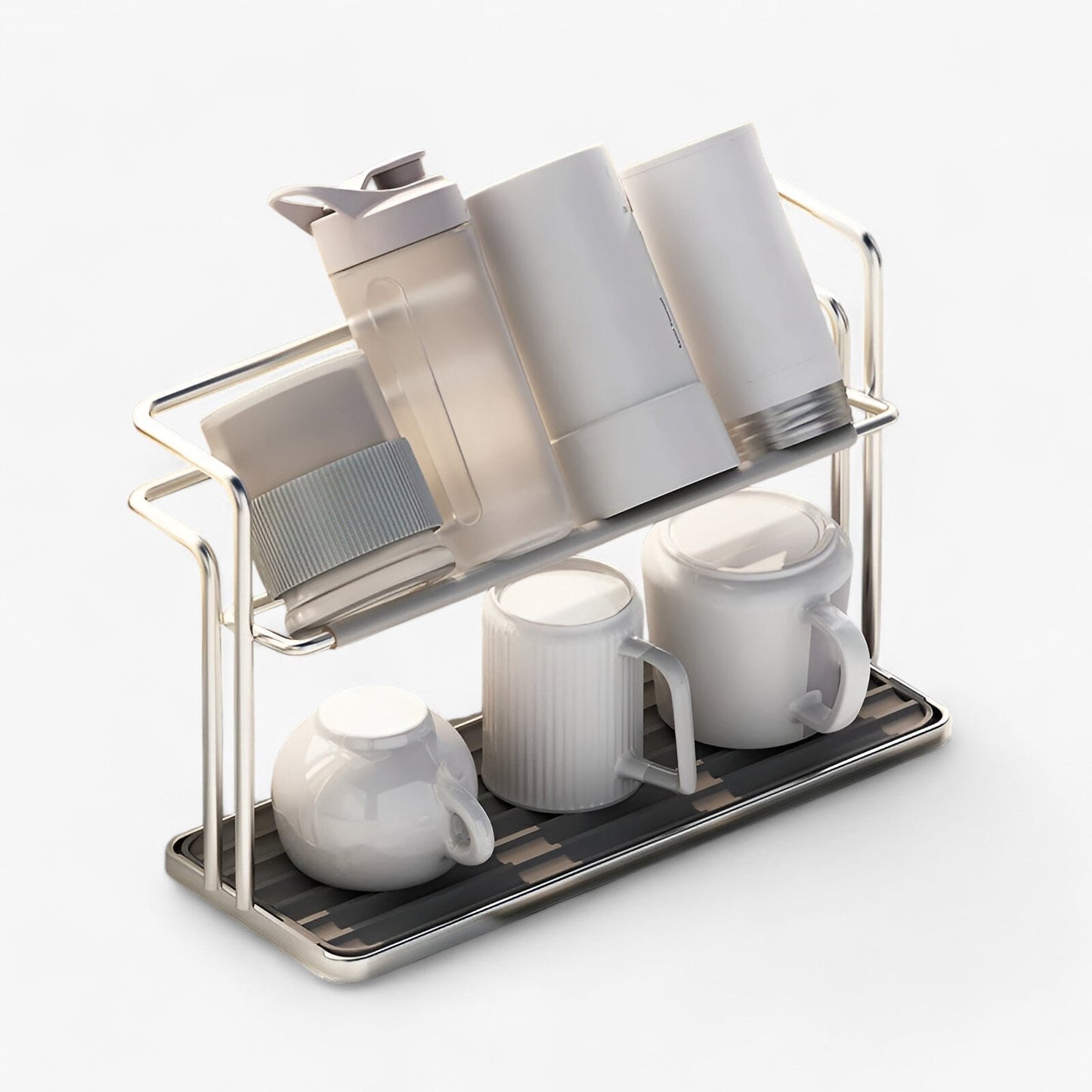 Stainless Steel Kitchen Cup Rack | Double Layer Storage Organizer