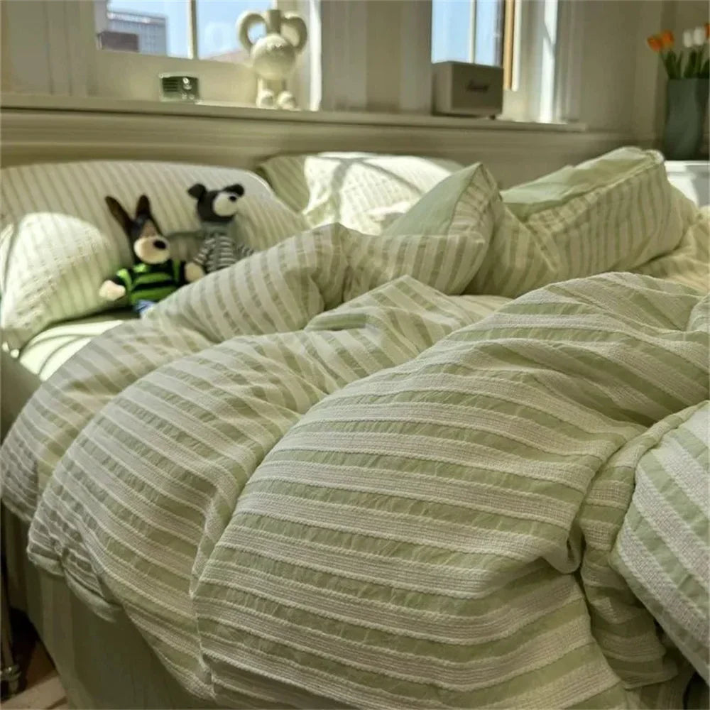 Striped Duvet Cover Set | Soft Bedding with Pillowcases Included