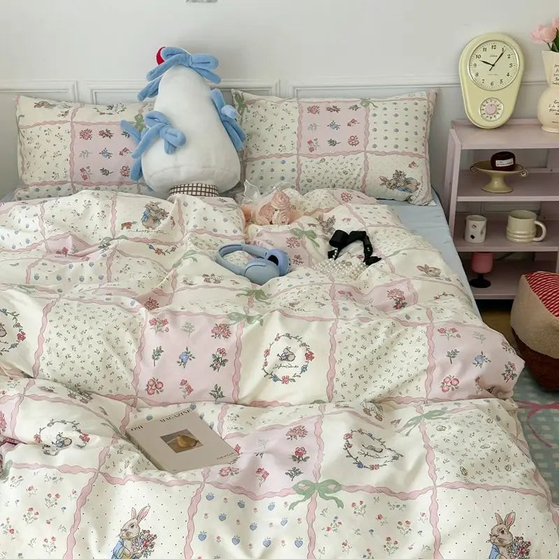 Elegant Floral Cotton Bedding Set | Soft Bed Cover & Pillowcase