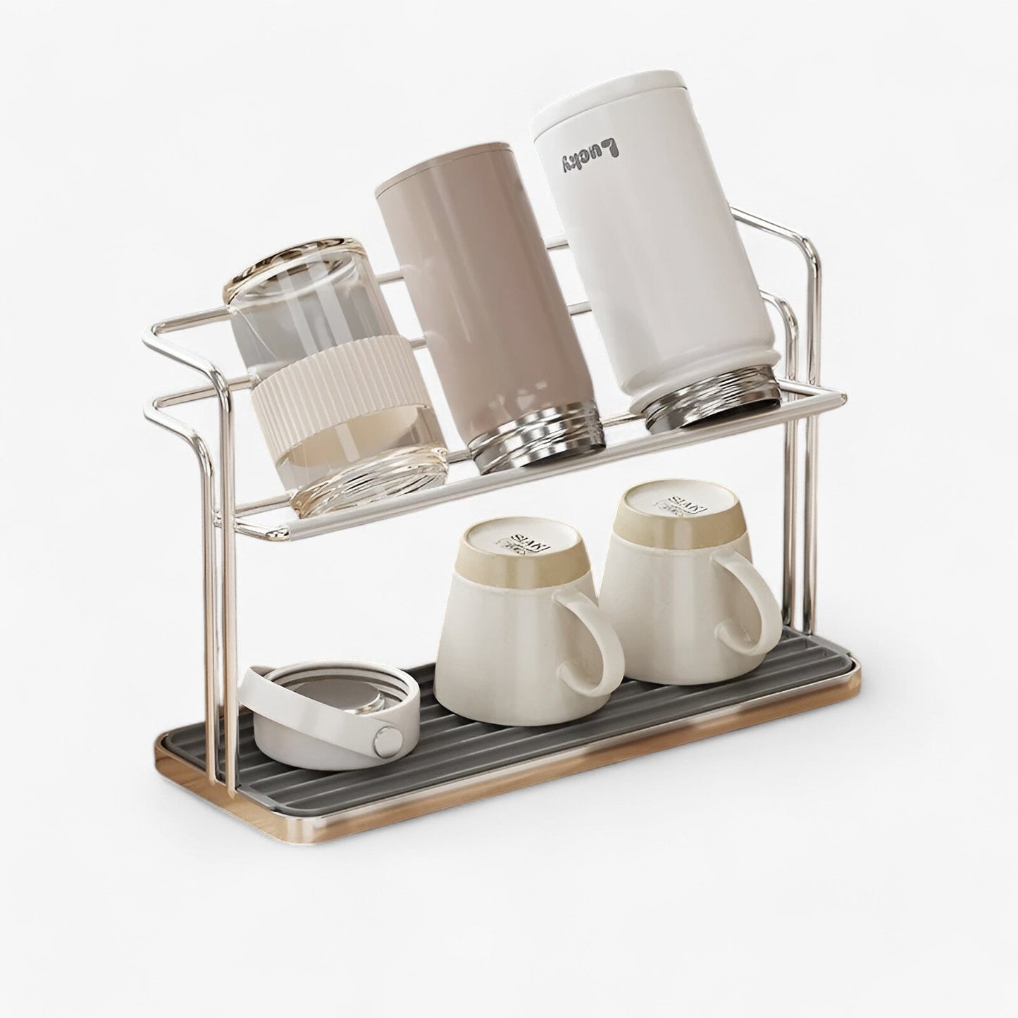 Stainless Steel Kitchen Cup Rack | Double Layer Storage Organizer
