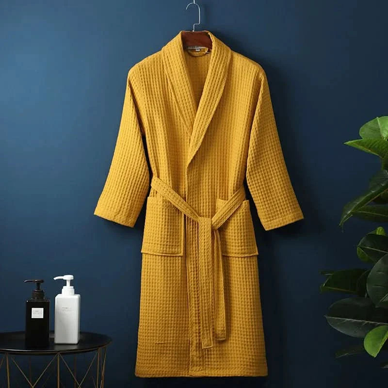 CloudWaffle Unisex Bathrobe | Lightweight Spa Comfort with Soft, Breathable Texture
