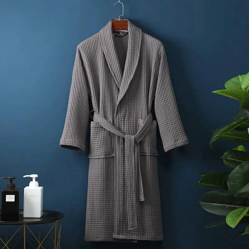 CloudWaffle Unisex Bathrobe | Lightweight Spa Comfort with Soft, Breathable Texture