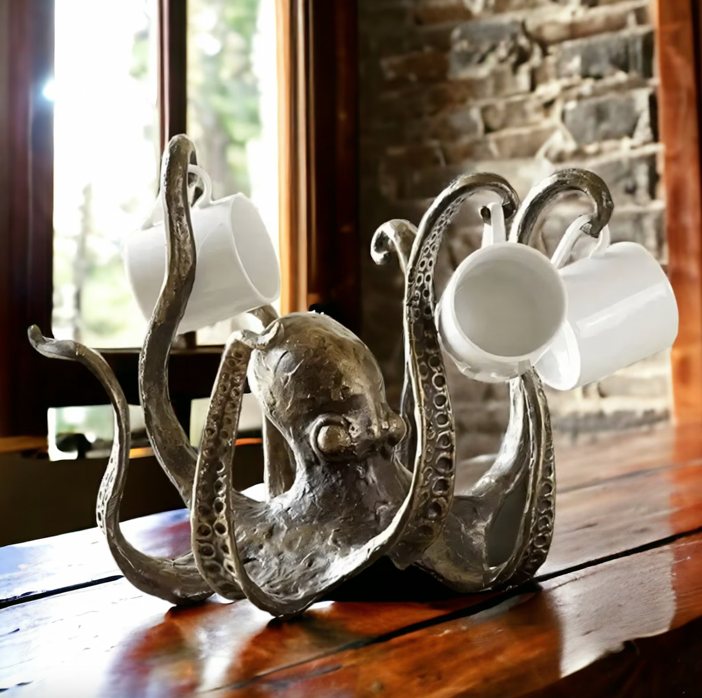 Octopus Coffee Mug Rack | Rustic Kitchen Accent