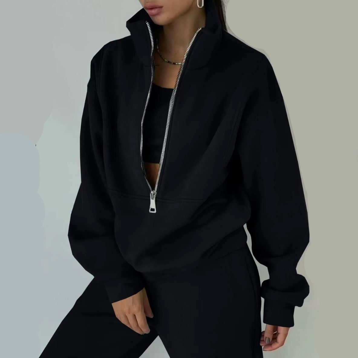 Hailey | Women’s Two-Piece Tracksuit Set – Zip-Up High Neck Top & Elastic Pants