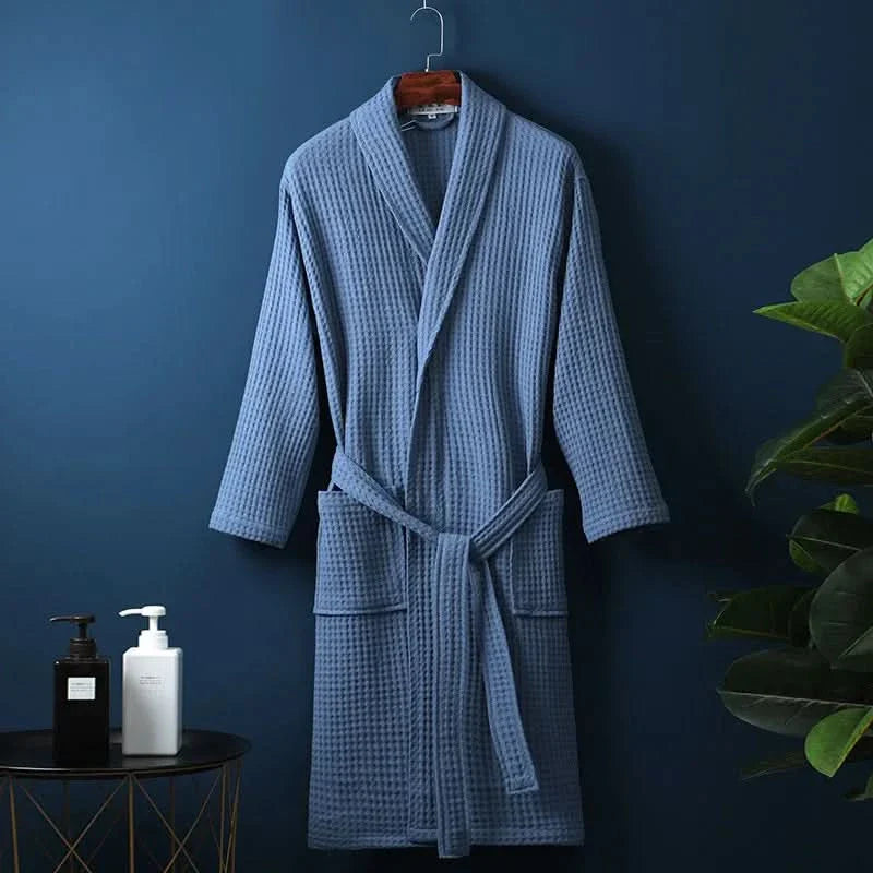 CloudWaffle Unisex Bathrobe | Lightweight Spa Comfort with Soft, Breathable Texture