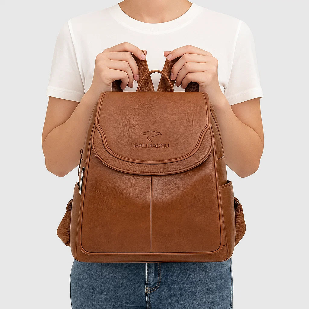 Selma | Leather Anti-Theft Backpack