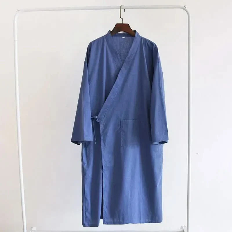NocturneCotton Men’s Kimono | Breathable 2024 Nightgown with Classic Belted Comfort