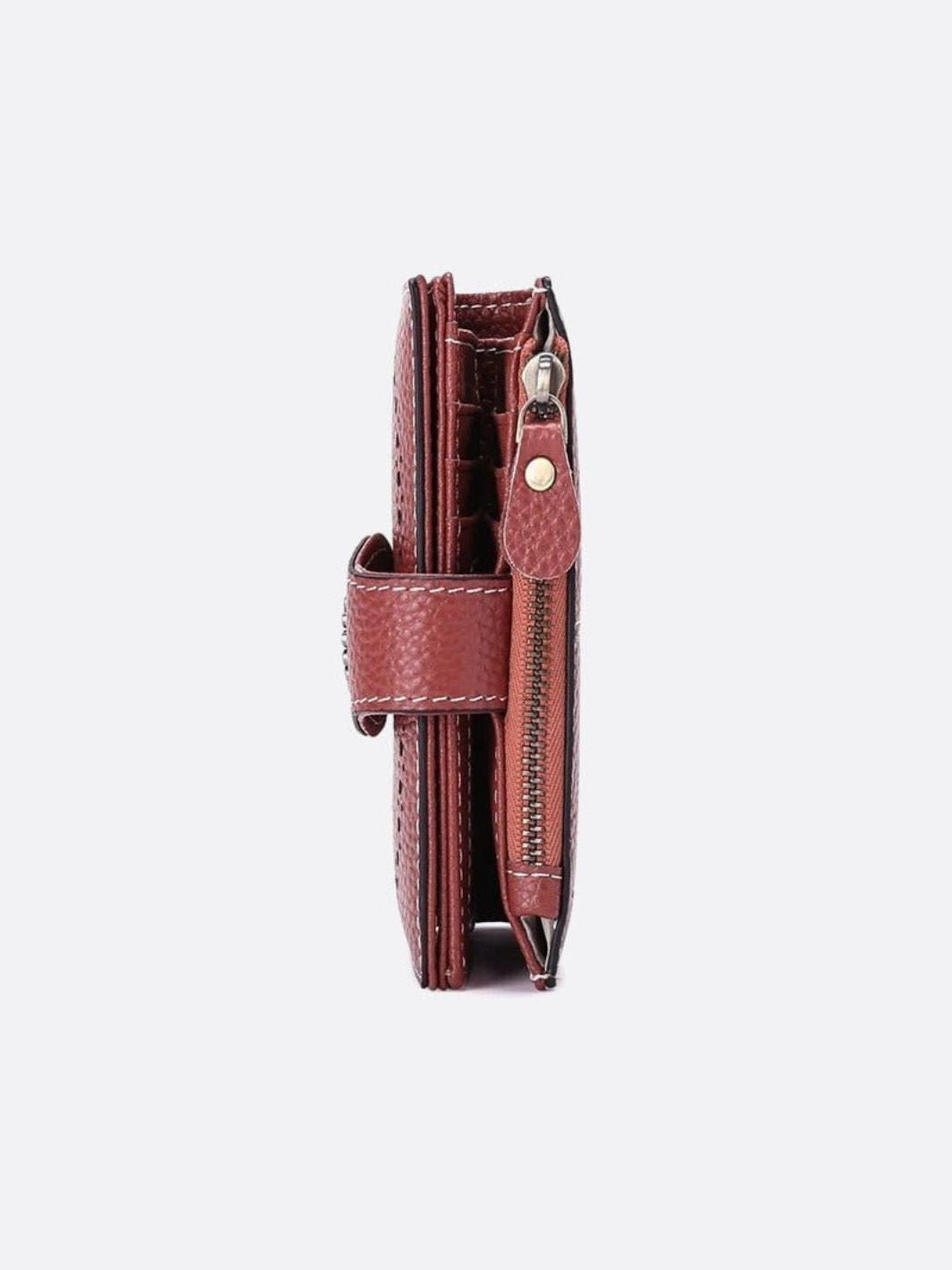 Stylish Women's Wallet in Red Cowhide Leather with RFID Protection and Floral Pattern – Ample Storage and Durable Design 3