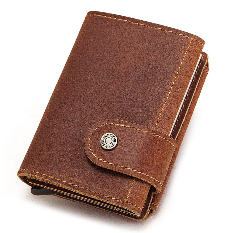 Tactical Bifold Leather Wallet with RFID Protection – Compact Genuine Leather Design for Everyday Use 0