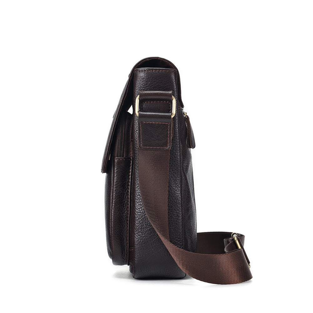 Calimero | Leather Messenger Bag with Adjustable Strap and Spacious Compartments-4