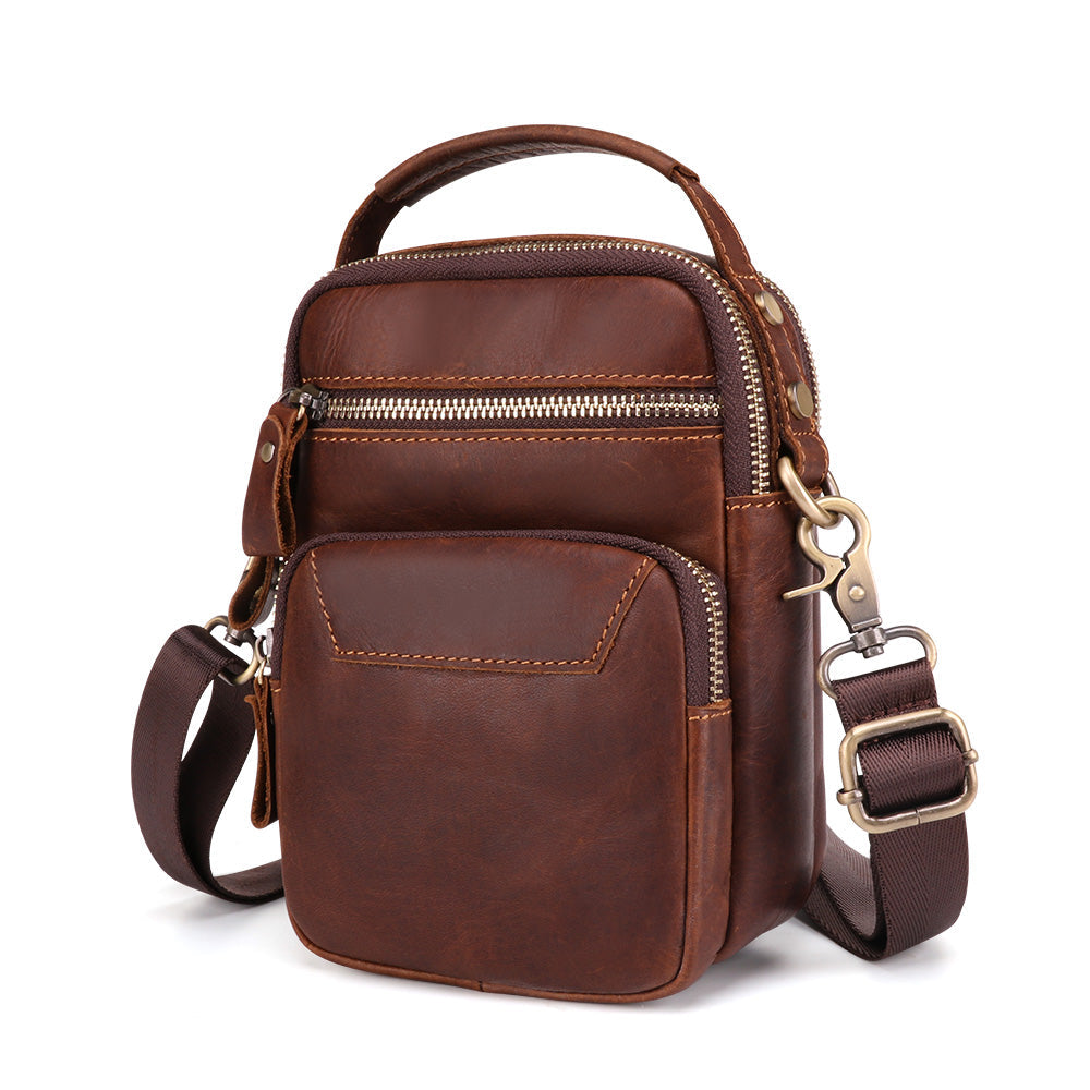 Estro | Men's Leather Crossbody Bag - Durable Stylish Travel Purse in Black-5