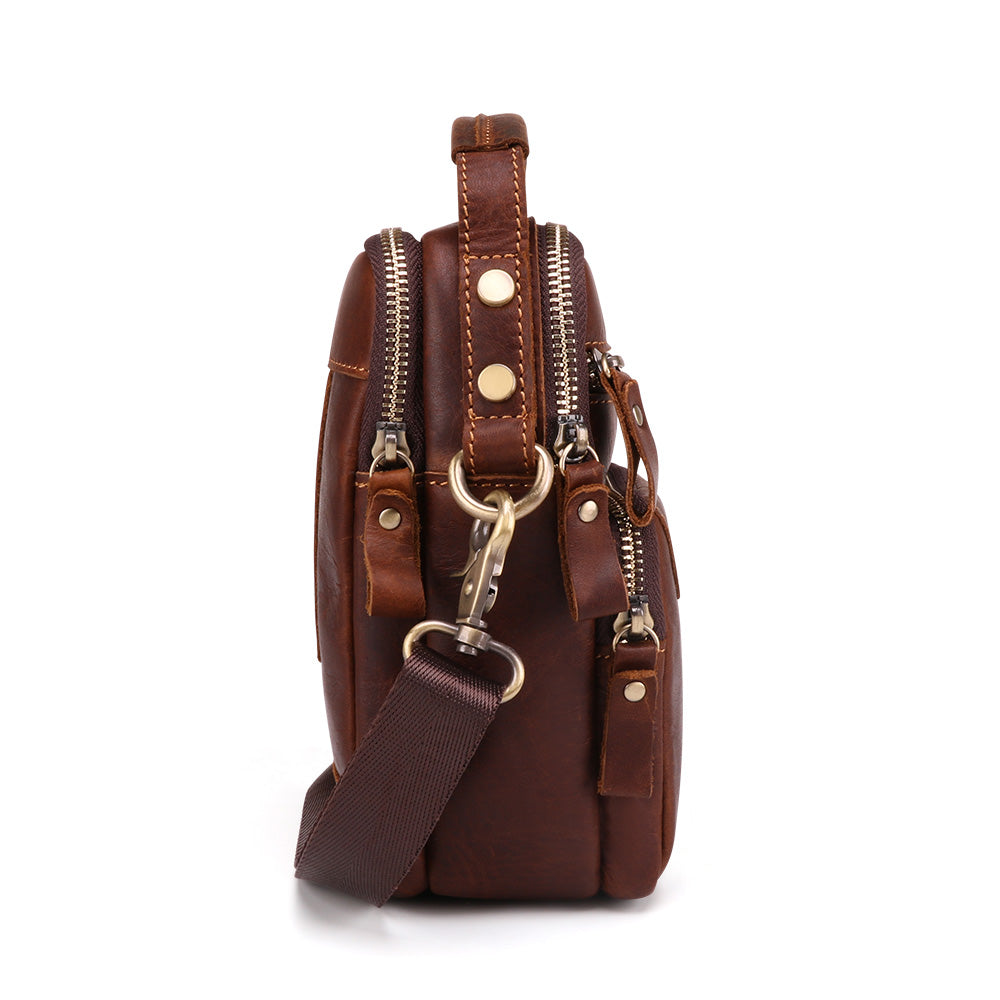 Estro | Men's Leather Crossbody Bag - Durable Stylish Travel Purse in Black-6