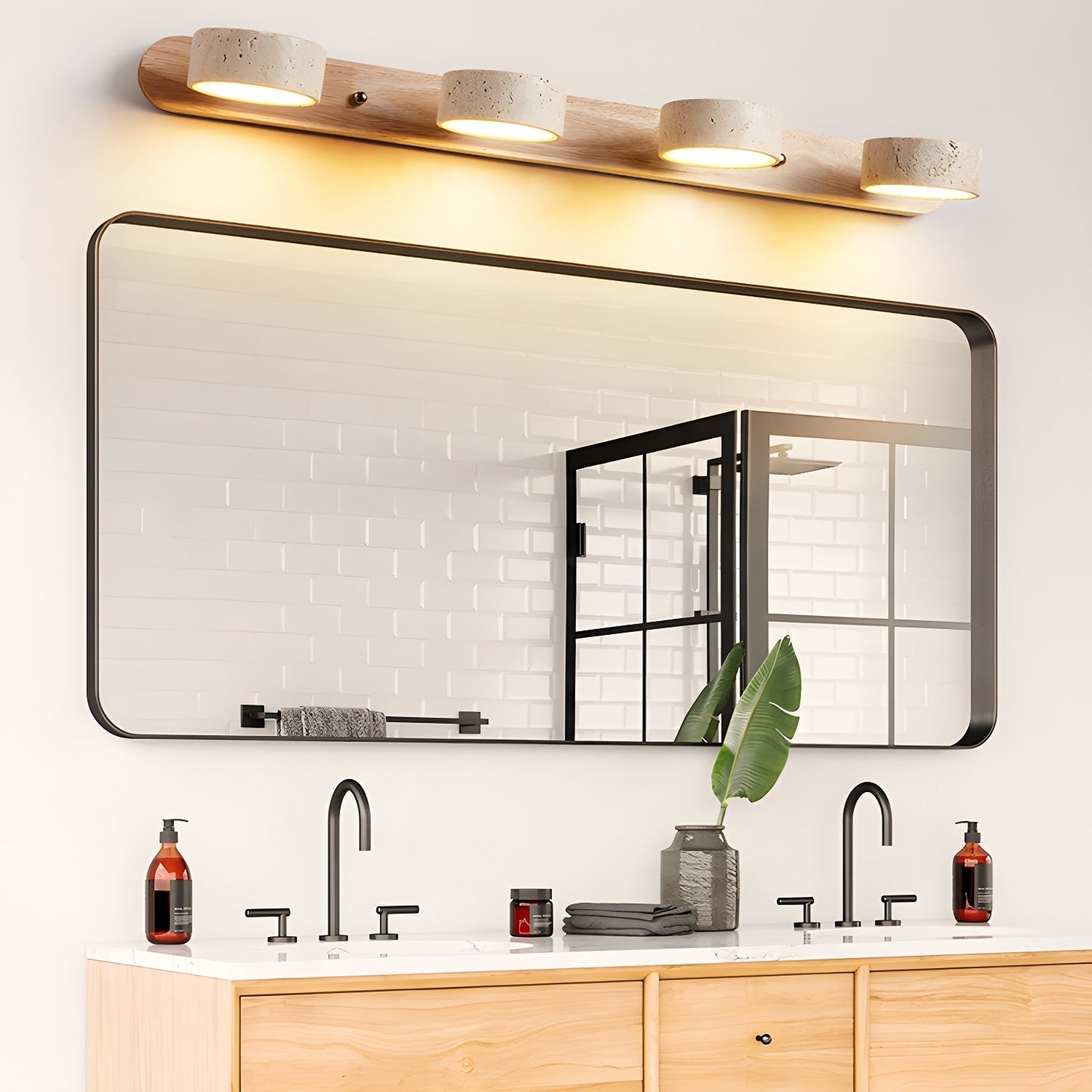 HavenStone Dual Wall Lamp | Travertine LED Illumination