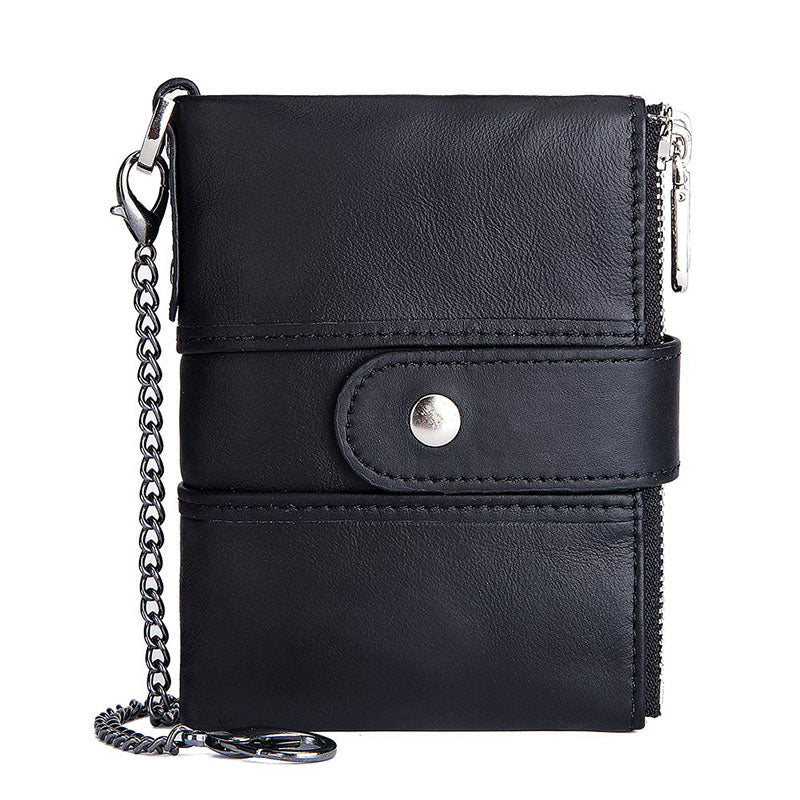 Vintage Men's Leather Bi-Fold Wallet with RFID Blocking – Slim Design, 14 Card Slots, Full-Grain Cowhide 9