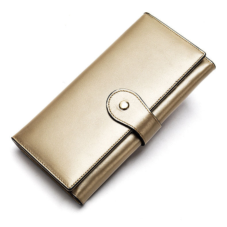 Women's RFID Leather Trifold Wallet with 16 Card Slots and Coin Pocket – Elegant Genuine Leather Design 1