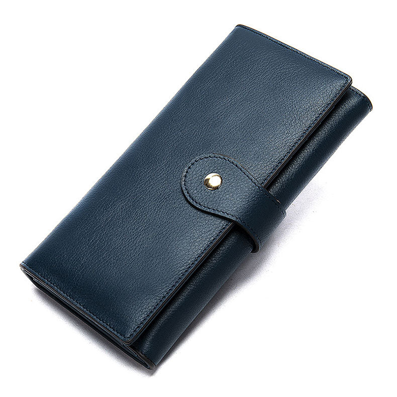 Women's RFID Leather Trifold Wallet with 16 Card Slots and Coin Pocket – Elegant Genuine Leather Design 2