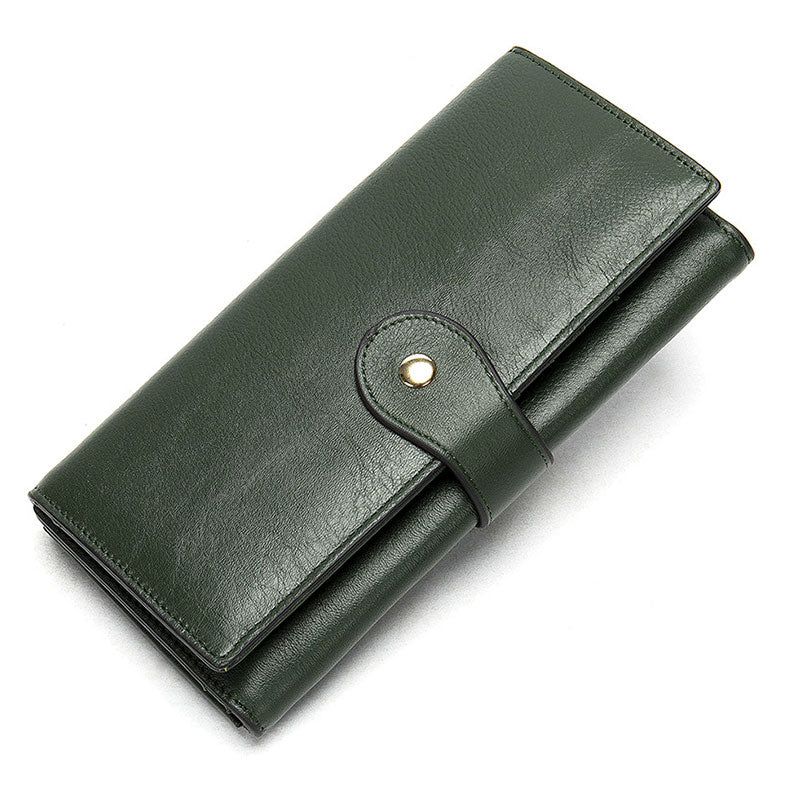 Women's RFID Leather Trifold Wallet with 16 Card Slots and Coin Pocket – Elegant Genuine Leather Design 3