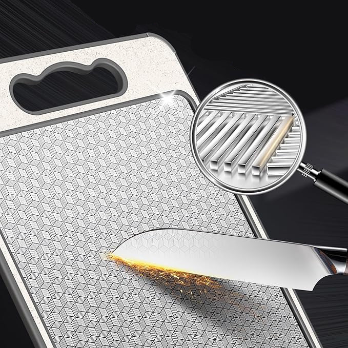 Reversible Cutting Board | Stainless Steel Dual-Sided with Sharpener