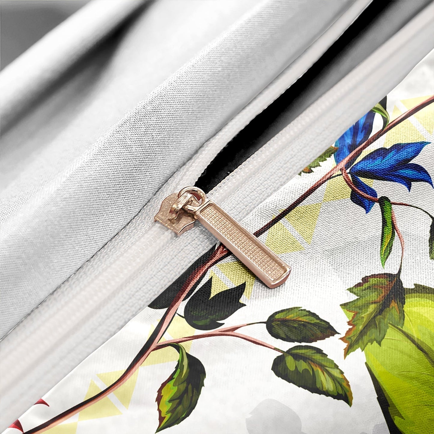 Cotton Duvet Cover Set | Elegant Floral and Bird Print Bedding