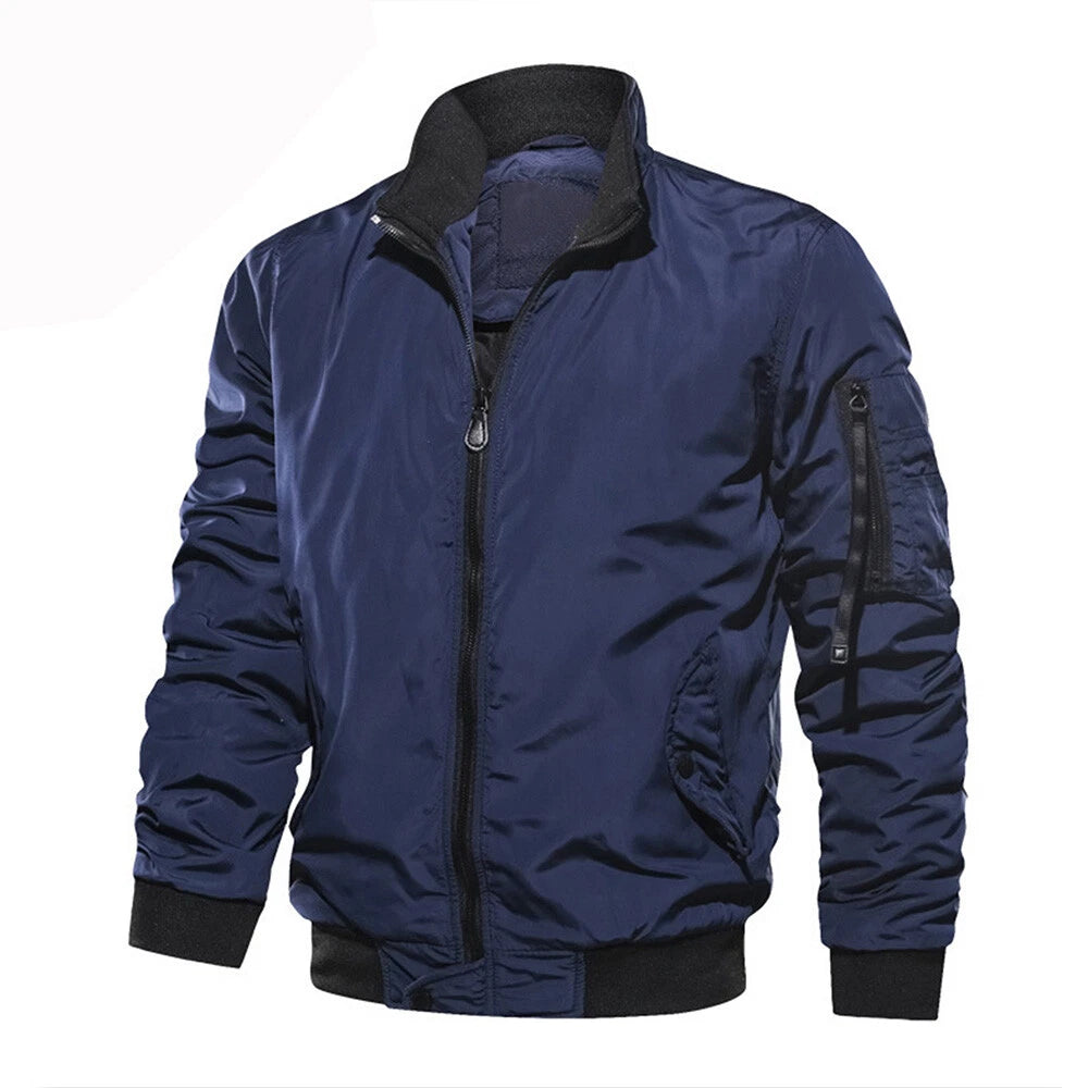 Ryan | Men’s Windproof Bomber Jacket with Zipper & Ribbed Hem