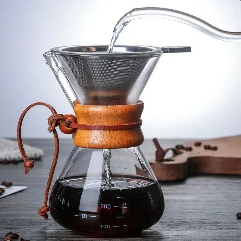 Chemex Pour Over Coffee Pot | Brewing Set with Hario V60 Dripper