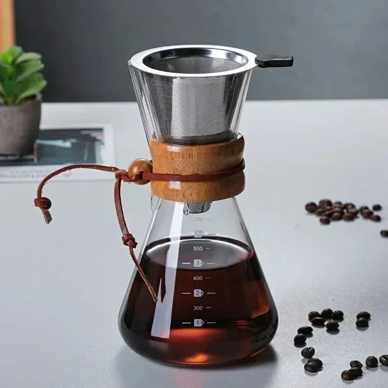 Chemex Pour Over Coffee Pot | Brewing Set with Hario V60 Dripper