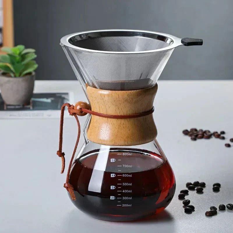 Chemex Pour Over Coffee Pot | Brewing Set with Hario V60 Dripper