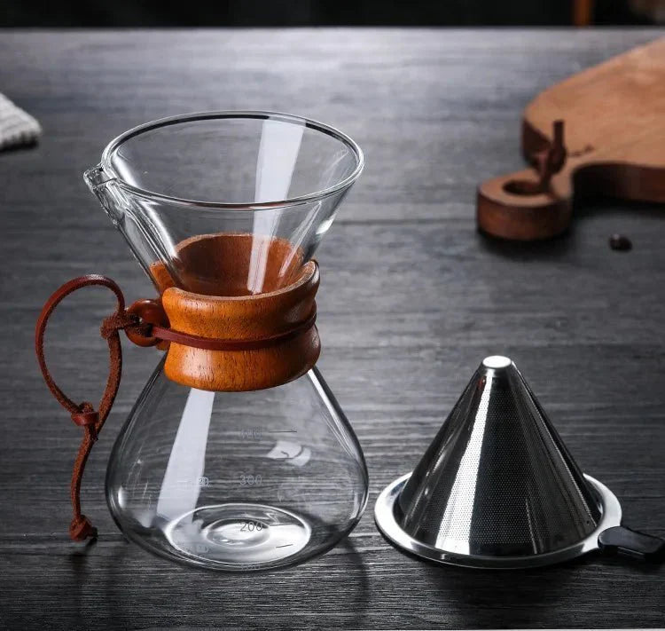 Chemex Pour Over Coffee Pot | Brewing Set with Hario V60 Dripper