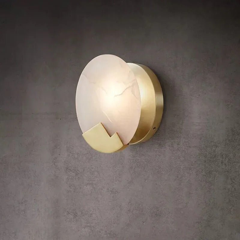 Elegant Copper Accent | HaloStone Alabaster LED Wall Light