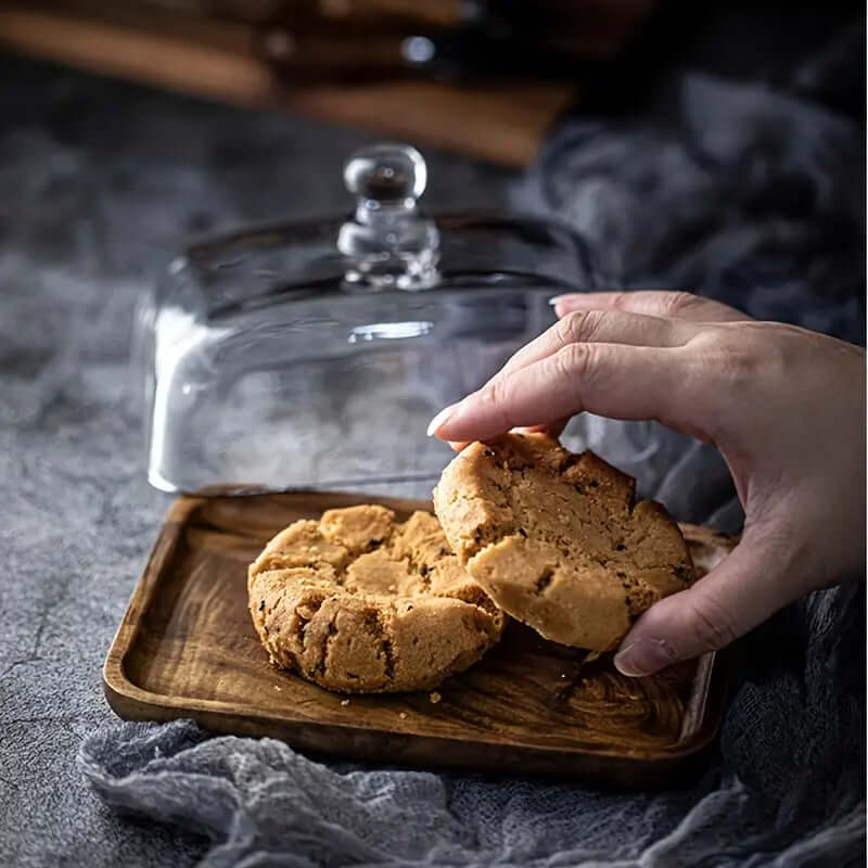 Tray Butter Dish | Wooden Base with Sleek Glass Lid