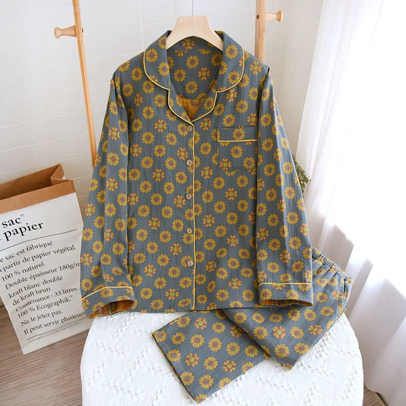 SolBloom Unisex Pajama Set | Breezy Cotton Comfort with Cheerful Sunflower Charm
