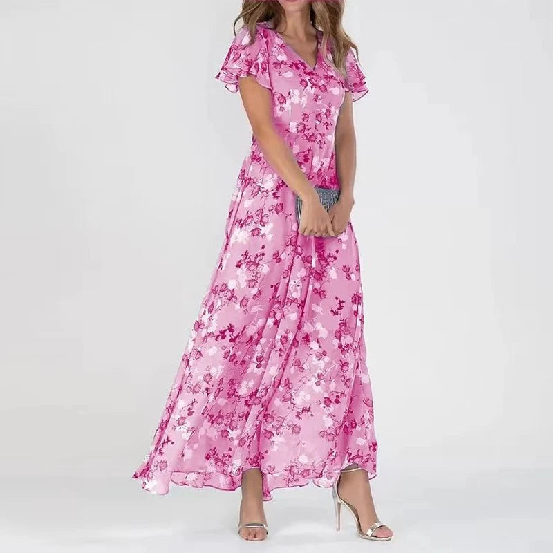 Corinne | Women’s Summer Floral Flowy Glam Maxi Dress