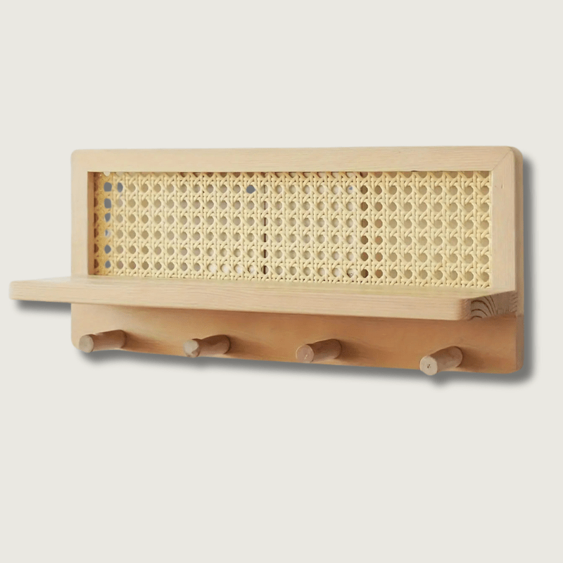 CottageWood Wall Shelf | Rustic Style with Hook Rack