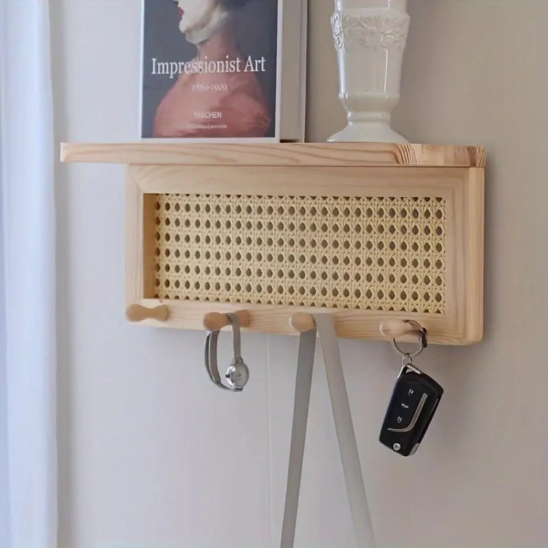 CottageWood Wall Shelf | Rustic Style with Hook Rack
