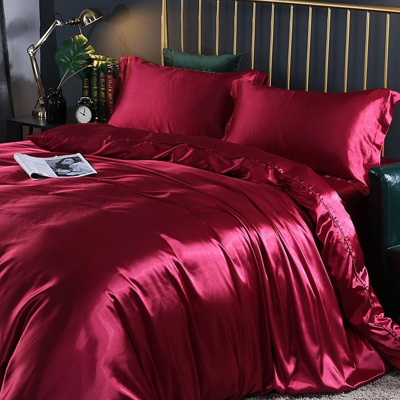 Luxury Silk Satin Bed Set | 4-Piece Duvet Cover & Pillowcase Set