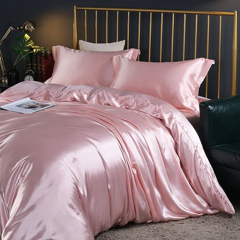 Luxury Silk Satin Bed Set | 4-Piece Duvet Cover & Pillowcase Set