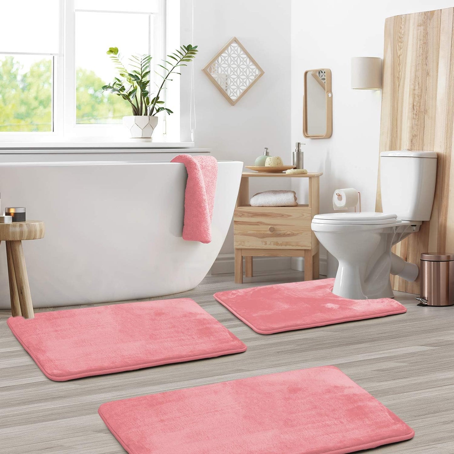 3-Piece Velvet Bath Mat Set | Non-Slip & Fast-Dry Comfort