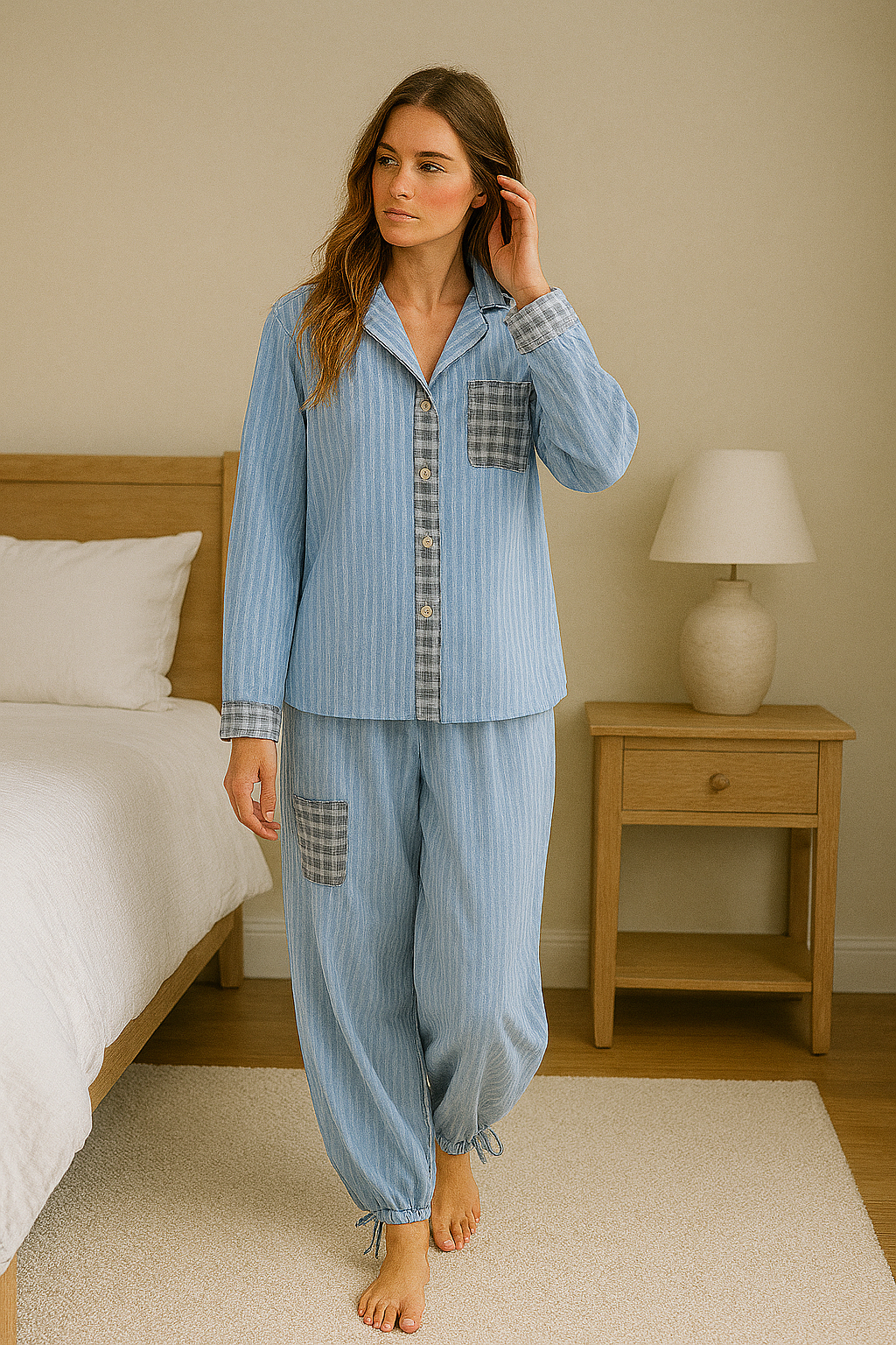 LunaEase Sleep Set | Two-Piece Women’s Pajamas with Relaxed Fit & Adjustable Drawstring Trousers