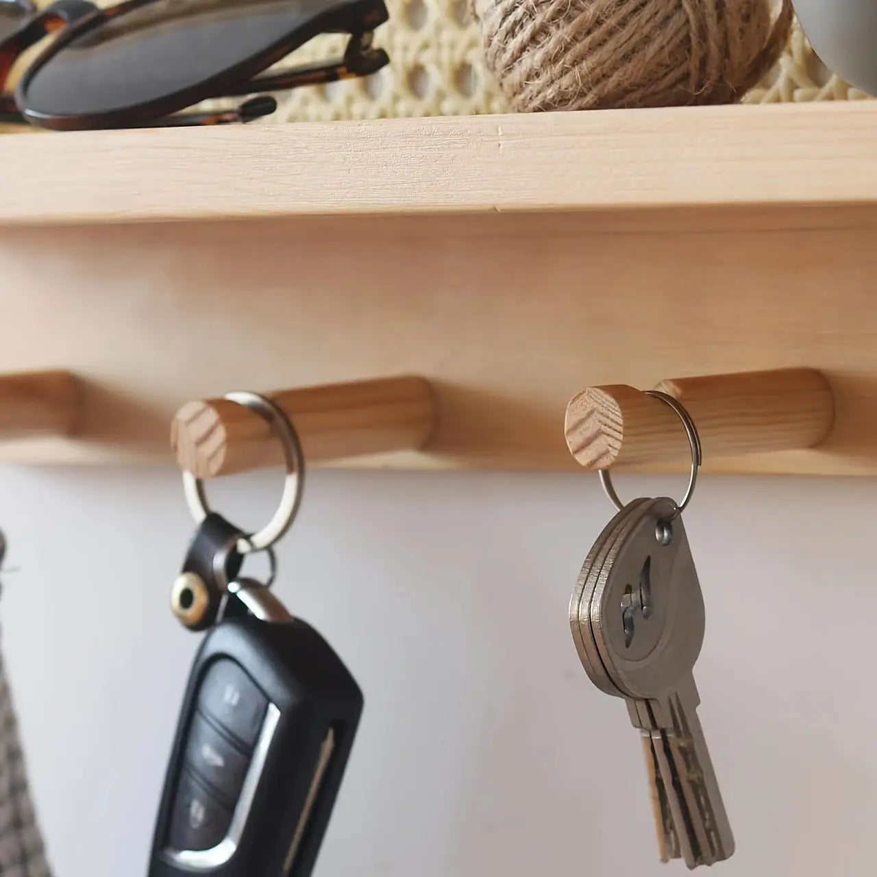 CottageWood Wall Shelf | Rustic Style with Hook Rack