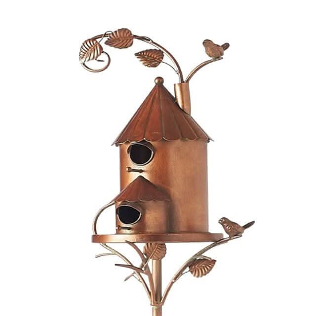 FeatherPost Metal Birdhouse | Whimsical Outdoor Décor with Rustic Charm